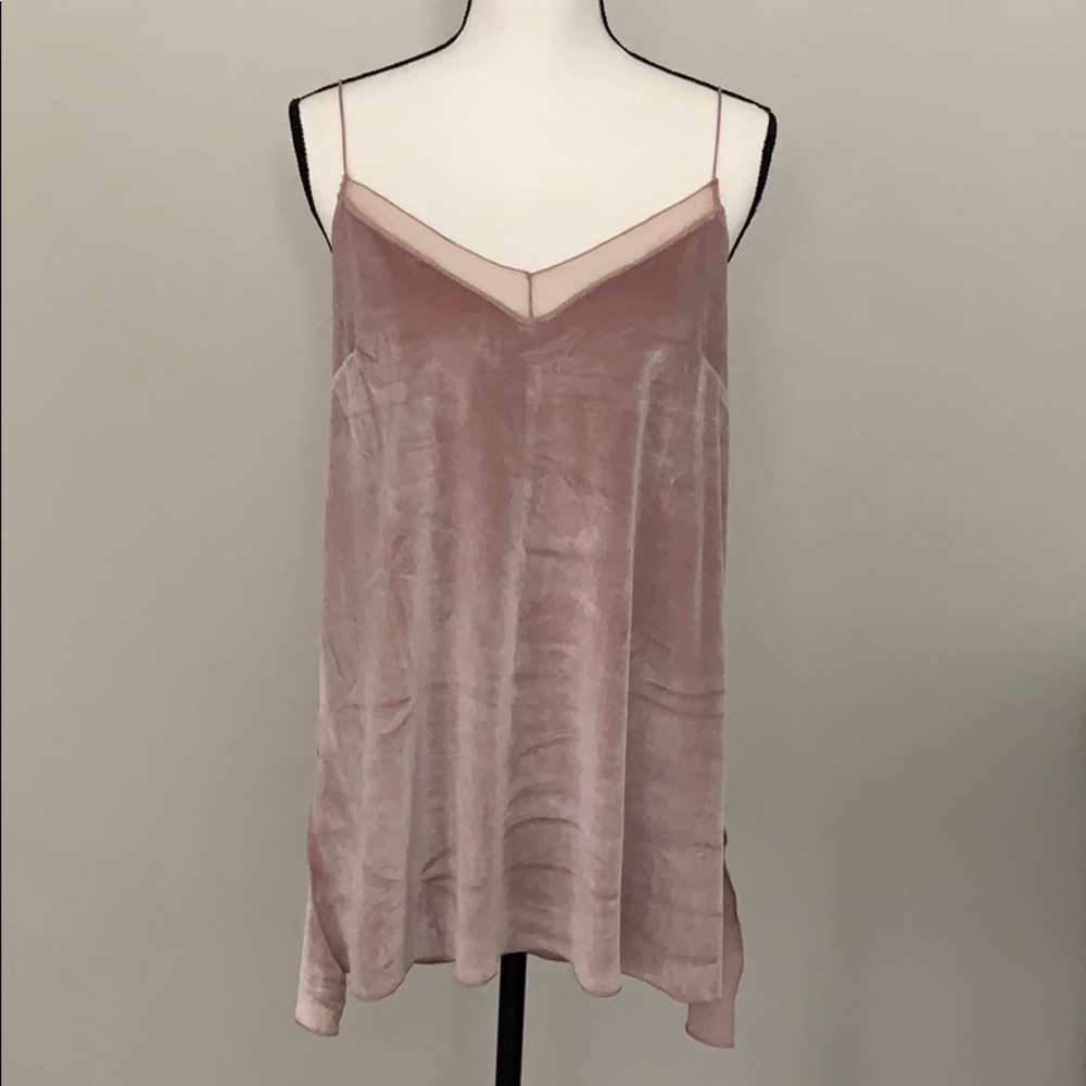 Free People Blush Pink Velvet Slip Tank
